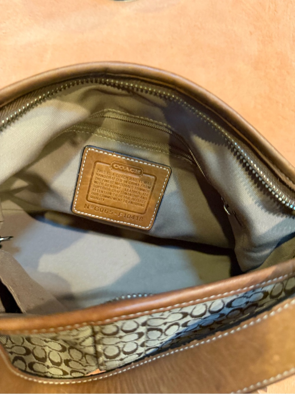 Coach Signature Canvas and Brown Leather Shoulder Bag - Picture 7 of 7